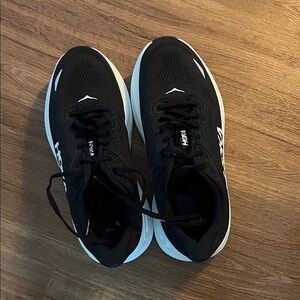 Hoka Black and White Athletic Shoes